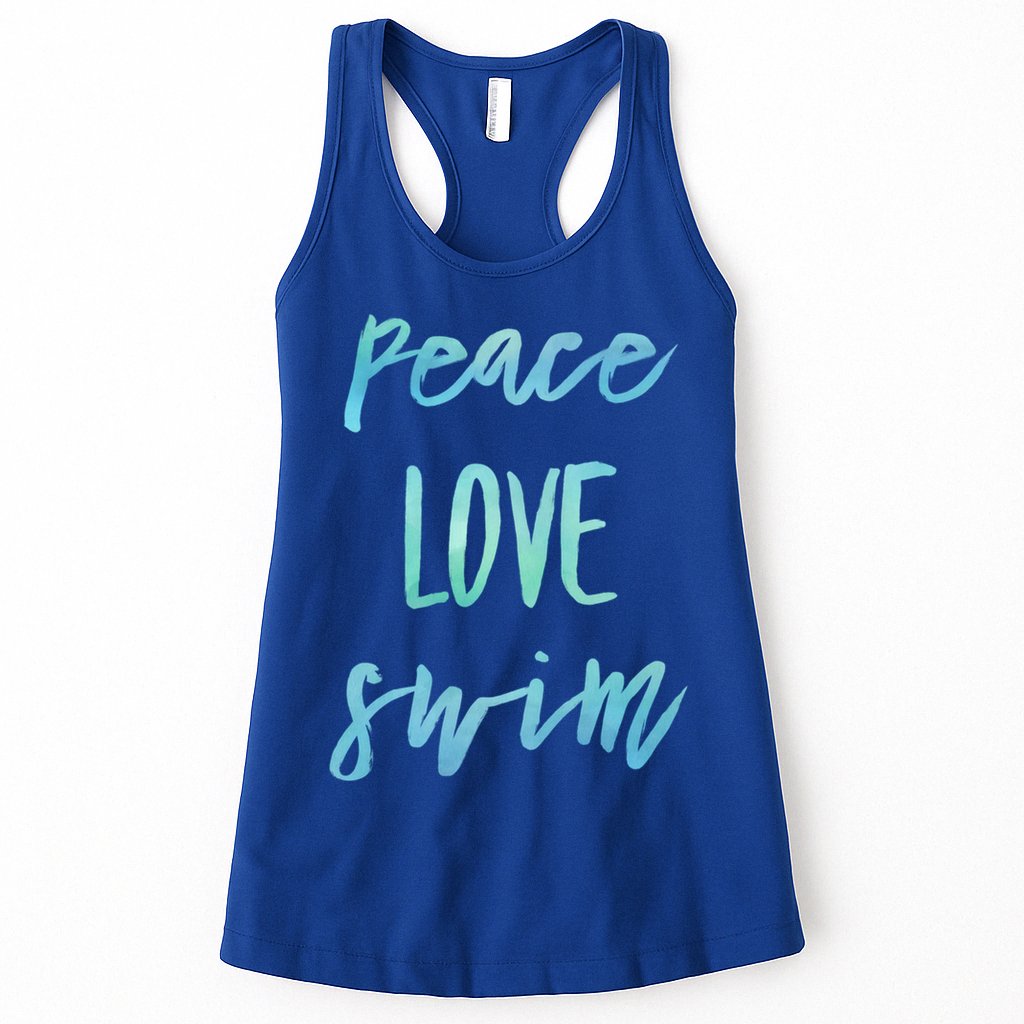 Peace Love Swim Funny Gift Swimmer Gift For Teen Womens Tank Top
