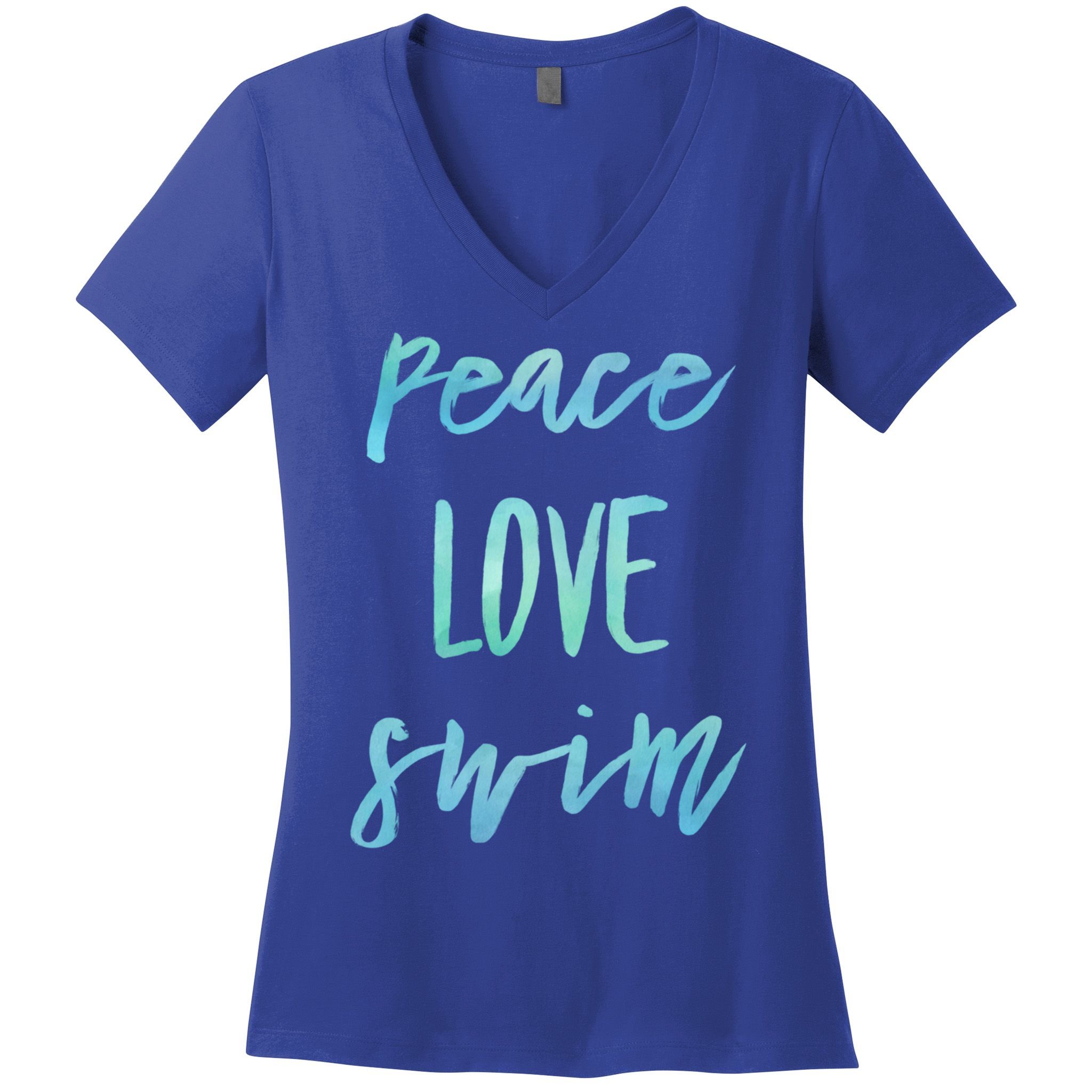 Peace Love Swim Funny Gift Swimmer Gift For Teen Women's V-Neck T-Shirt
