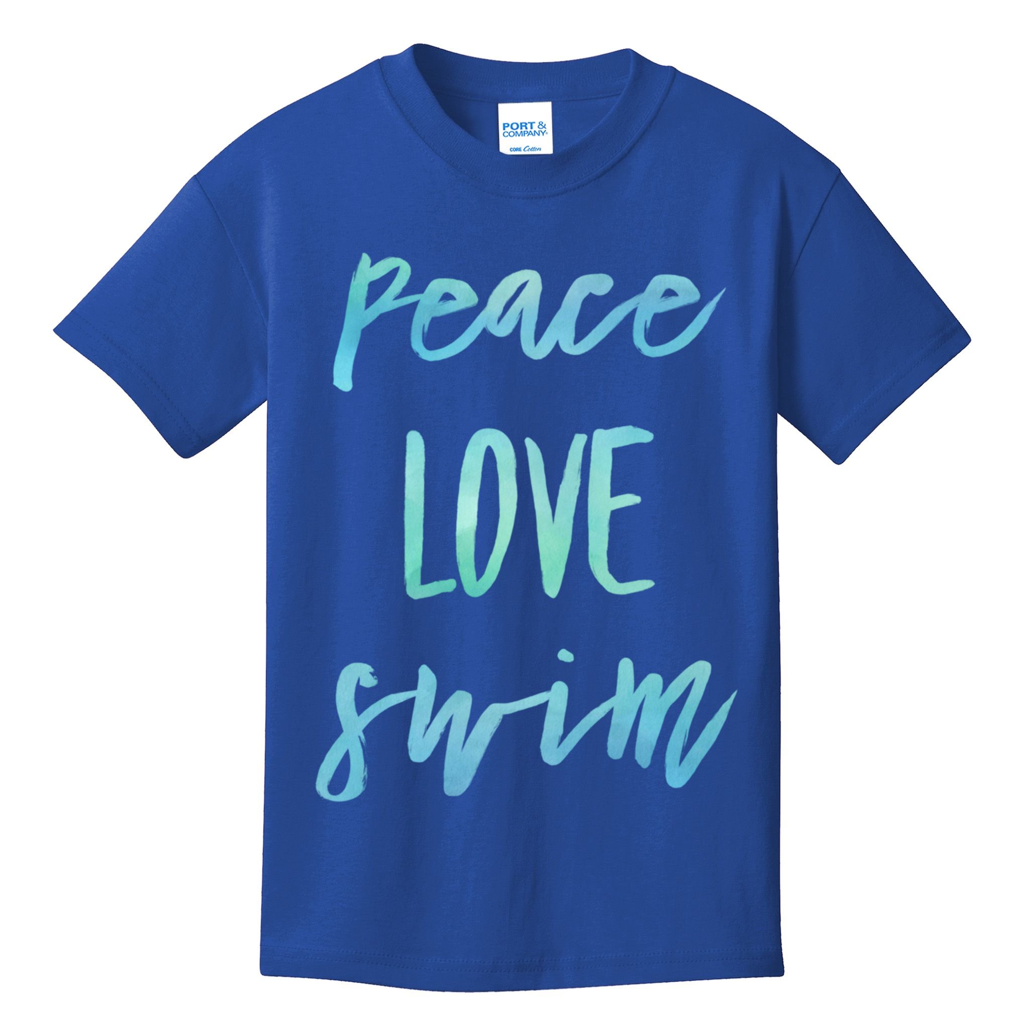 Peace Love Swim Funny Gift Swimmer Gift For Teen Kids T-Shirt