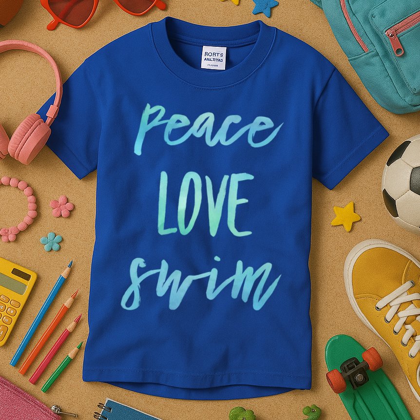 Peace Love Swim Funny Gift Swimmer Gift For Teen Kids T-Shirt