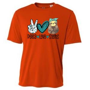 Peace Love Sloths Funny Sloths Lover Pet Lover Cute Mom Tee Gift Cooling Performance Crew T-Shirt