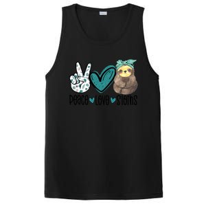 Peace Love Sloths Funny Sloths Lover Pet Lover Cute Mom Tee Gift PosiCharge Competitor Tank