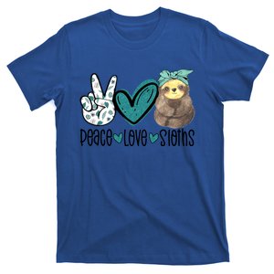 Peace Love Sloths Funny Sloths Lover Pet Lover Cute Mom Tee Gift T-Shirt