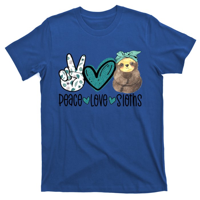 Peace Love Sloths Funny Sloths Lover Pet Lover Cute Mom Tee Gift T-Shirt