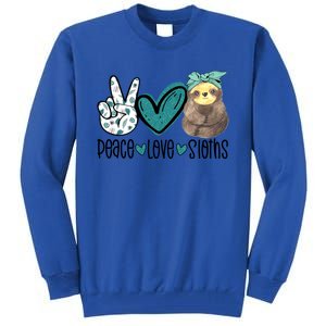 Peace Love Sloths Funny Sloths Lover Pet Lover Cute Mom Tee Gift Tall Sweatshirt