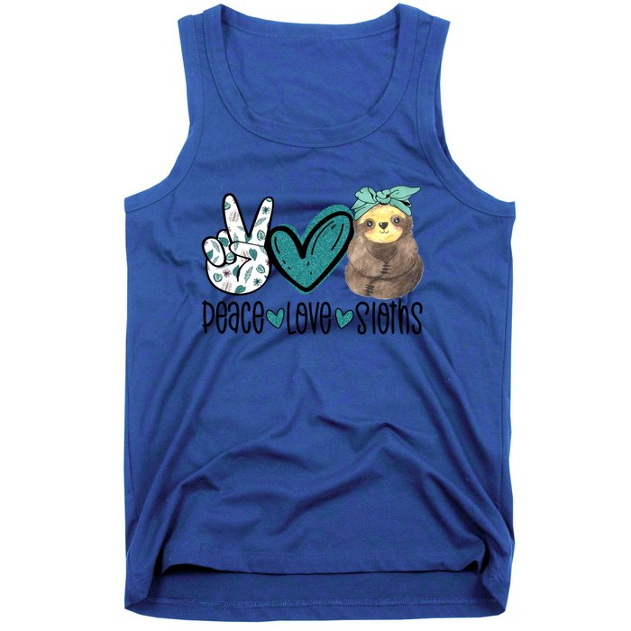 Peace Love Sloths Funny Sloths Lover Pet Lover Cute Mom Tee Gift Tank Top