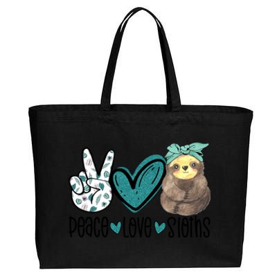 Peace Love Sloths Funny Sloths Lover Pet Lover Cute Mom Tee Gift Cotton Canvas Jumbo Tote