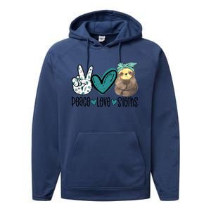 Peace Love Sloths Funny Sloths Lover Pet Lover Cute Mom Tee Gift Performance Fleece Hoodie