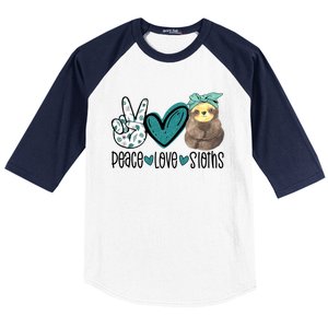 Peace Love Sloths Funny Sloths Lover Pet Lover Cute Mom Tee Gift Baseball Sleeve Shirt