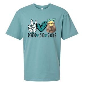 Peace Love Sloths Funny Sloths Lover Pet Lover Cute Mom Tee Gift Sueded Cloud Jersey T-Shirt