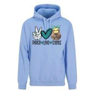 Peace Love Sloths Funny Sloths Lover Pet Lover Cute Mom Tee Gift Unisex Surf Hoodie