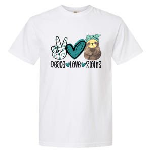 Peace Love Sloths Funny Sloths Lover Pet Lover Cute Mom Tee Gift Garment-Dyed Heavyweight T-Shirt