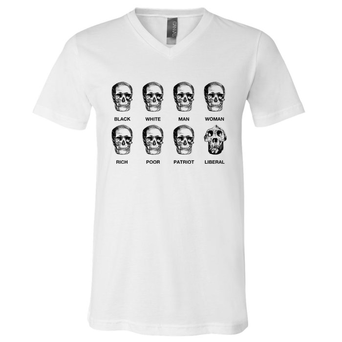 Patriot Liberal Skulls Freethinker Election Vote President V-Neck T-Shirt