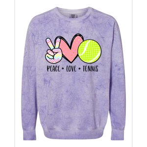 Peace Love Tennis Cute Design Teen Little Girl Meaningful Gift Colorblast Crewneck Sweatshirt