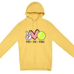 Peace Love Tennis Cute Design Teen Little Girl Meaningful Gift Premium Pullover Hoodie