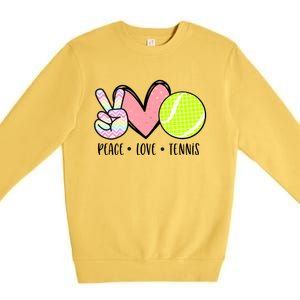 Peace Love Tennis Cute Design Teen Little Girl Meaningful Gift Premium Crewneck Sweatshirt