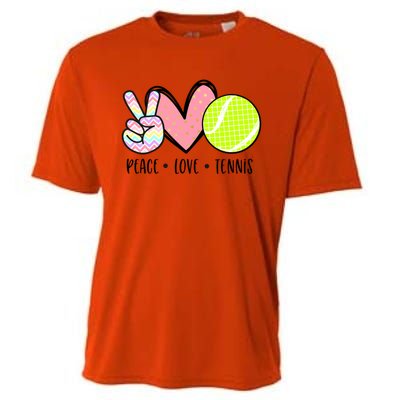 Peace Love Tennis Cute Design Teen Little Girl Meaningful Gift Cooling Performance Crew T-Shirt