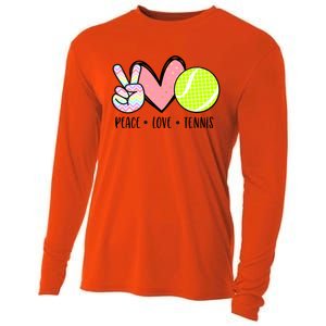 Peace Love Tennis Cute Design Teen Little Girl Meaningful Gift Cooling Performance Long Sleeve Crew