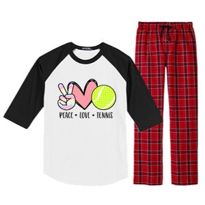 Peace Love Tennis Cute Design Teen Little Girl Meaningful Gift Raglan Sleeve Pajama Set