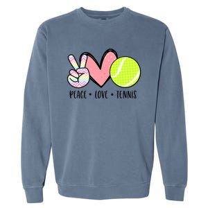 Peace Love Tennis Cute Design Teen Little Girl Meaningful Gift Garment-Dyed Sweatshirt