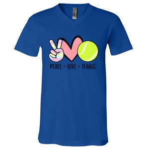 Peace Love Tennis Cute Design Teen Little Girl Meaningful Gift V-Neck T-Shirt