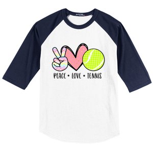 Peace Love Tennis Cute Design Teen Little Girl Meaningful Gift Baseball Sleeve Shirt