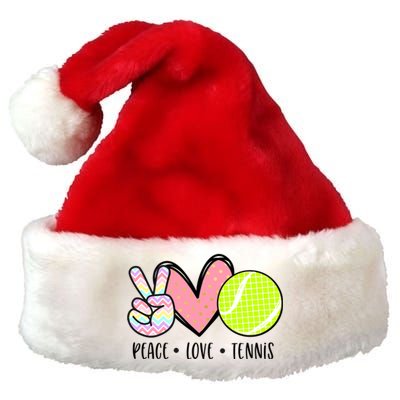 Peace Love Tennis Cute Design Teen Little Girl Meaningful Gift Premium Christmas Santa Hat