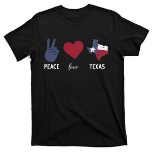 Peace Love Texas Flag Us State Patriotic Hippie Texan Texas T-Shirt