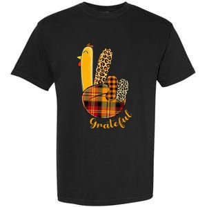 Peace Love Turkey Grateful Turkey Hand Sign Garment-Dyed Heavyweight T-Shirt