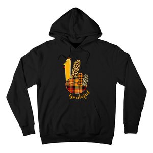 Peace Love Turkey Grateful Turkey Hand Sign Hoodie