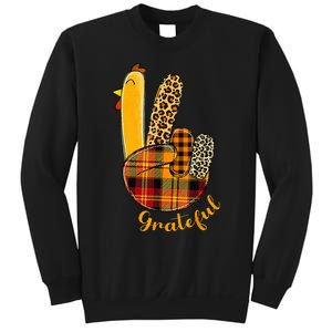 Peace Love Turkey Grateful Turkey Hand Sign Sweatshirt