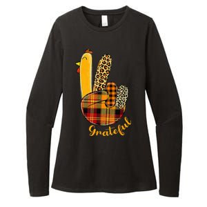 Peace Love Turkey Grateful Turkey Hand Sign Womens CVC Long Sleeve Shirt