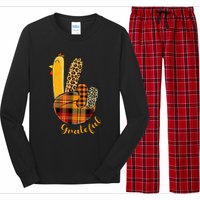 Peace Love Turkey Grateful Turkey Hand Sign Long Sleeve Pajama Set