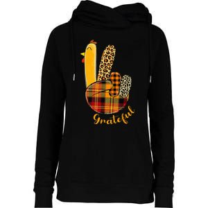 Peace Love Turkey Grateful Turkey Hand Sign Womens Funnel Neck Pullover Hood