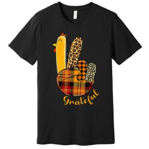 Peace Love Turkey Grateful Turkey Hand Sign Premium T-Shirt