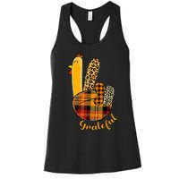 Peace Love Turkey Grateful Turkey Hand Sign Women's Racerback Tank