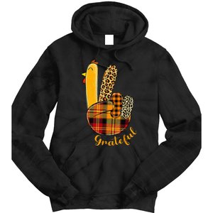 Peace Love Turkey Grateful Turkey Hand Sign Tie Dye Hoodie