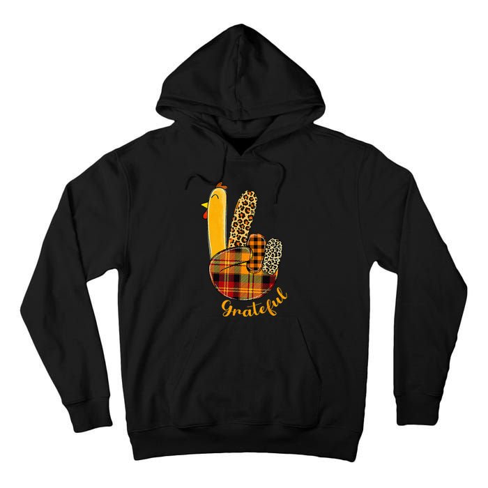 Peace Love Turkey Grateful Turkey Hand Sign Tall Hoodie