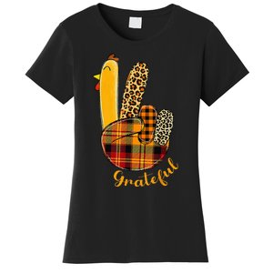 Peace Love Turkey Grateful Turkey Hand Sign Women's T-Shirt