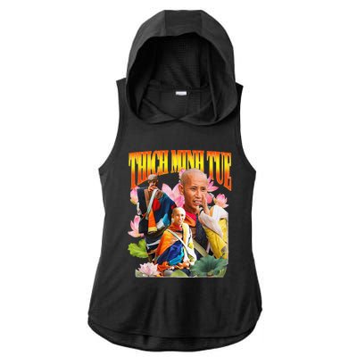 Peace Lotus Thich Minh Tue Buddha Vietnam Buddha Ladies PosiCharge Tri-Blend Wicking Draft Hoodie Tank