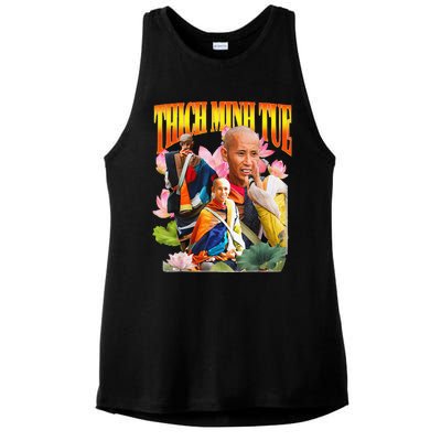 Peace Lotus Thich Minh Tue Buddha Vietnam Buddha Ladies PosiCharge Tri-Blend Wicking Tank