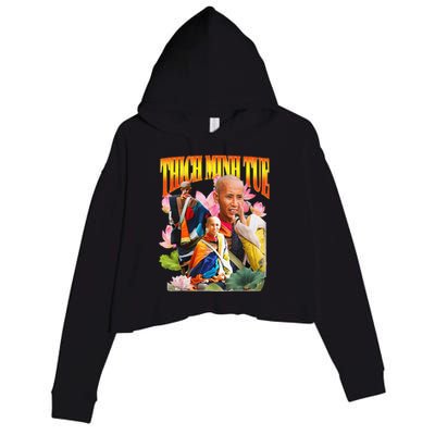 Peace Lotus Thich Minh Tue Buddha Vietnam Buddha Crop Fleece Hoodie