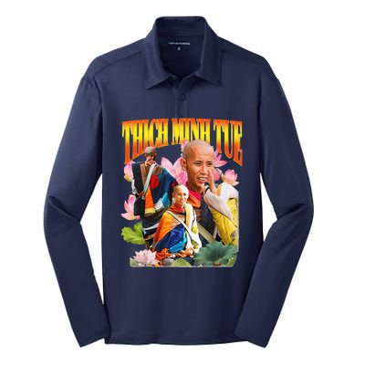 Peace Lotus Thich Minh Tue Buddha Vietnam Buddha Silk Touch Performance Long Sleeve Polo