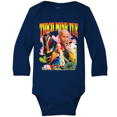 Peace Lotus Thich Minh Tue Buddha Vietnam Buddha Baby Long Sleeve Bodysuit