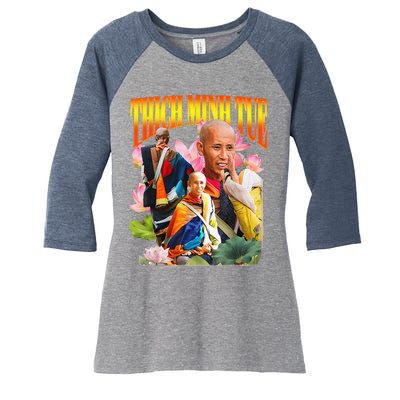 Peace Lotus Thich Minh Tue Buddha Vietnam Buddha Women's Tri-Blend 3/4-Sleeve Raglan Shirt