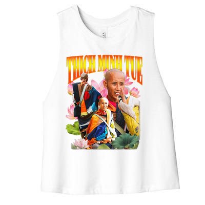 Peace Lotus Thich Minh Tue Buddha Vietnam Buddha Women's Racerback Cropped Tank