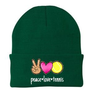 Peace Love Tennis Leopard Print Girls Wo Tennis Knit Cap Winter Beanie