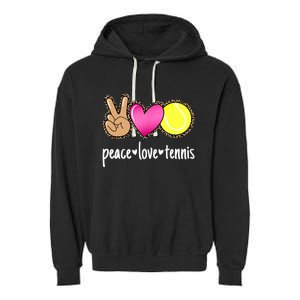 Peace Love Tennis Leopard Print Girls Wo Tennis Garment-Dyed Fleece Hoodie