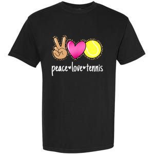 Peace Love Tennis Leopard Print Girls Wo Tennis Garment-Dyed Heavyweight T-Shirt