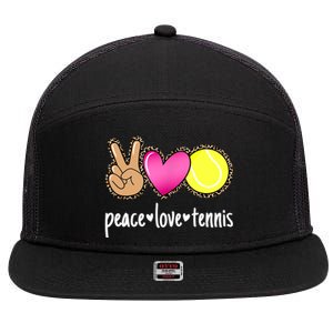 Peace Love Tennis Leopard Print Girls Wo Tennis 7 Panel Mesh Trucker Snapback Hat